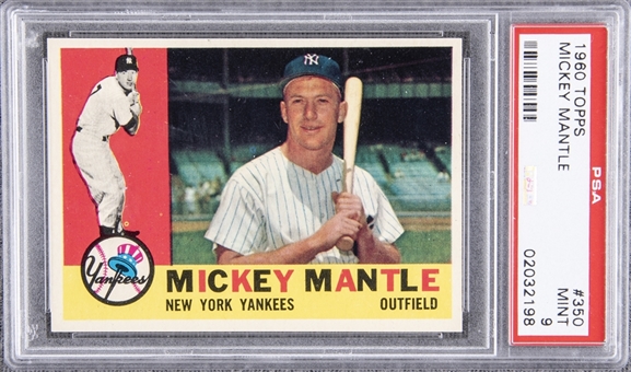 1960 Topps #350 Mickey Mantle – PSA MINT 9 